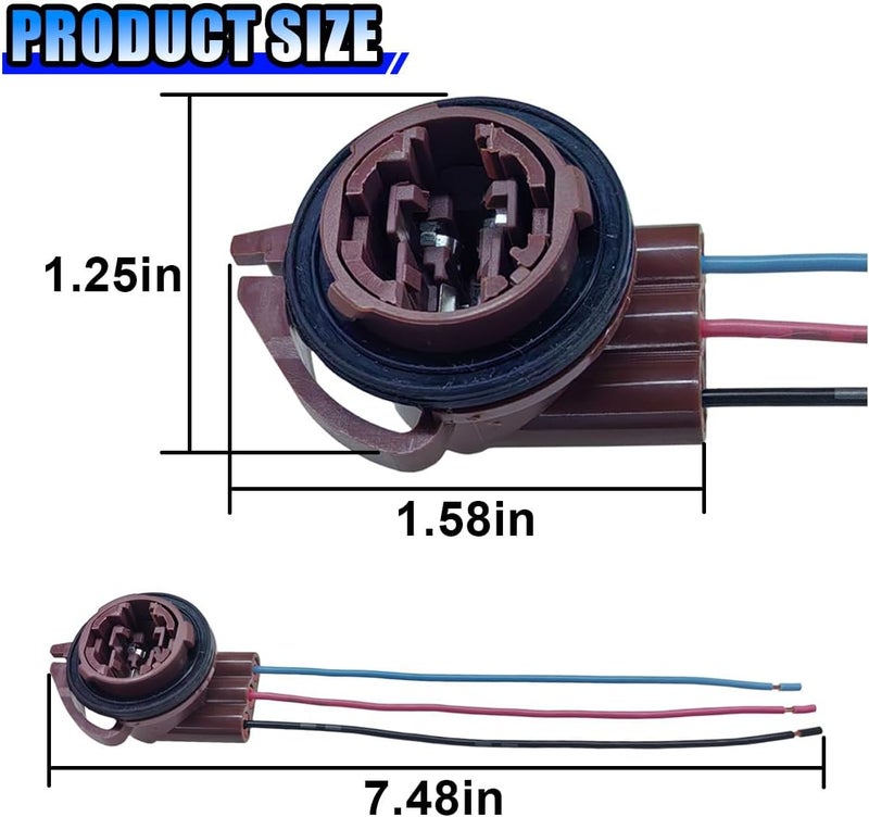 BDZMC 4PCS 3156 3157 Pre-Wired Harness Sockets, LED Bulbs Socket Adapter Pigtail Connector, Socket Connector Harness, Fits for Turn Signal Bulb Brake/Tail Light/DRL Lamp (4Pack) - Image 2